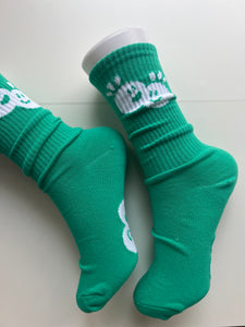 “Bring the Happy” slouch socks (green)